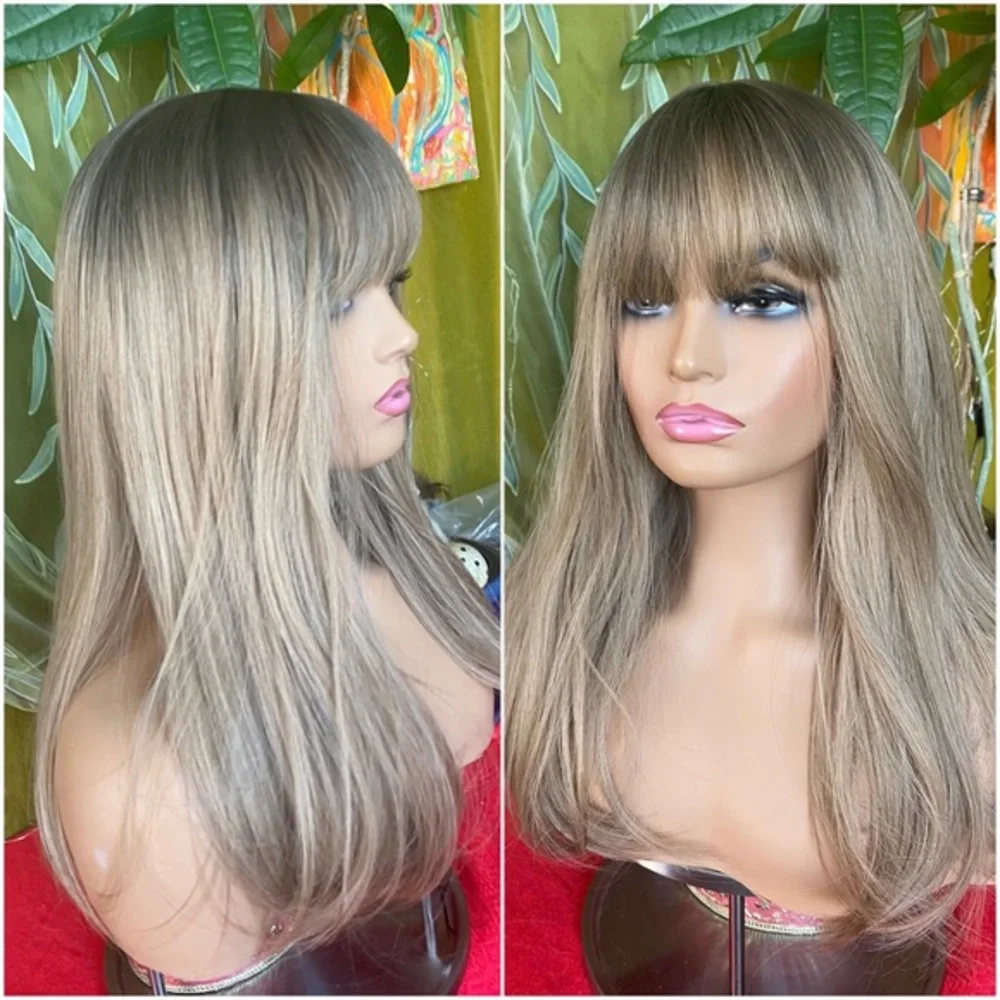 Sandy - ombré ash dark blonde wig bangs